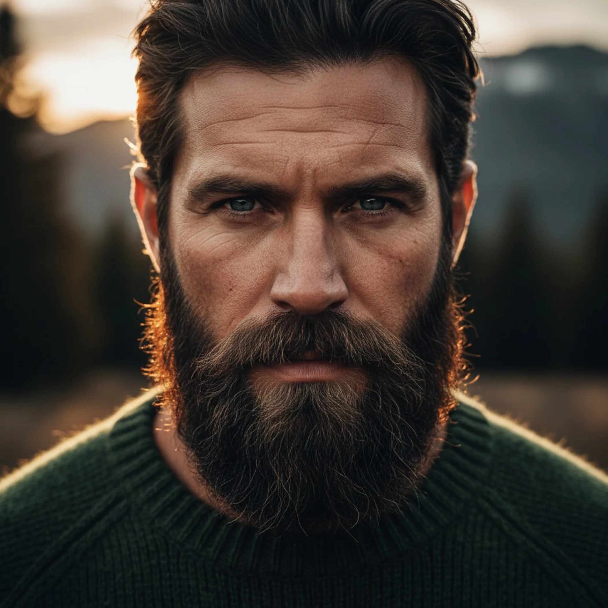 close-up of beard and skin