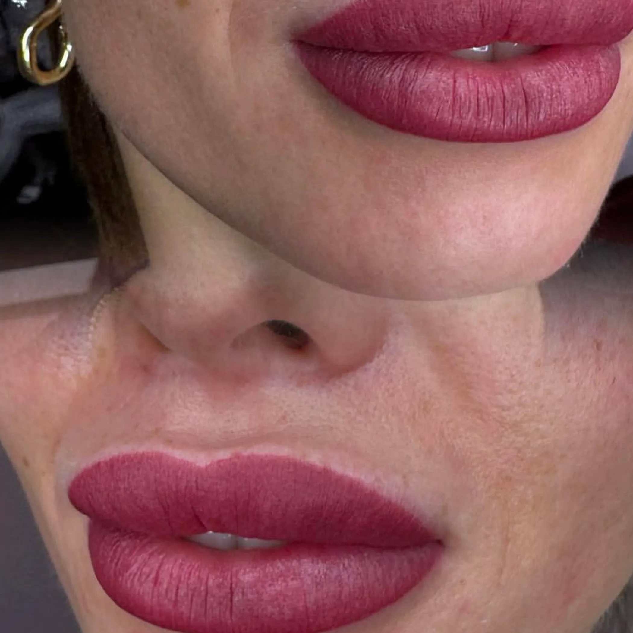 lip permanent makeup close-up