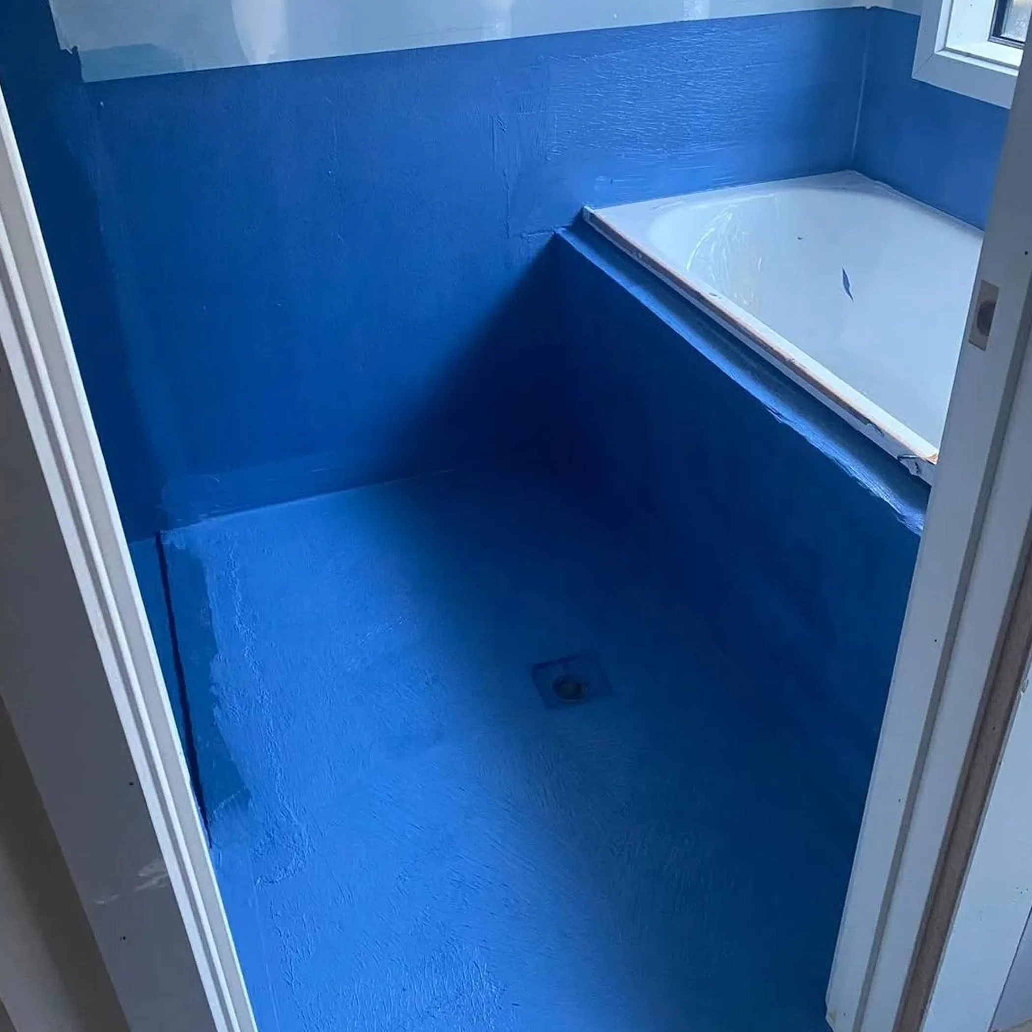 bathroom with waterproofing membrane