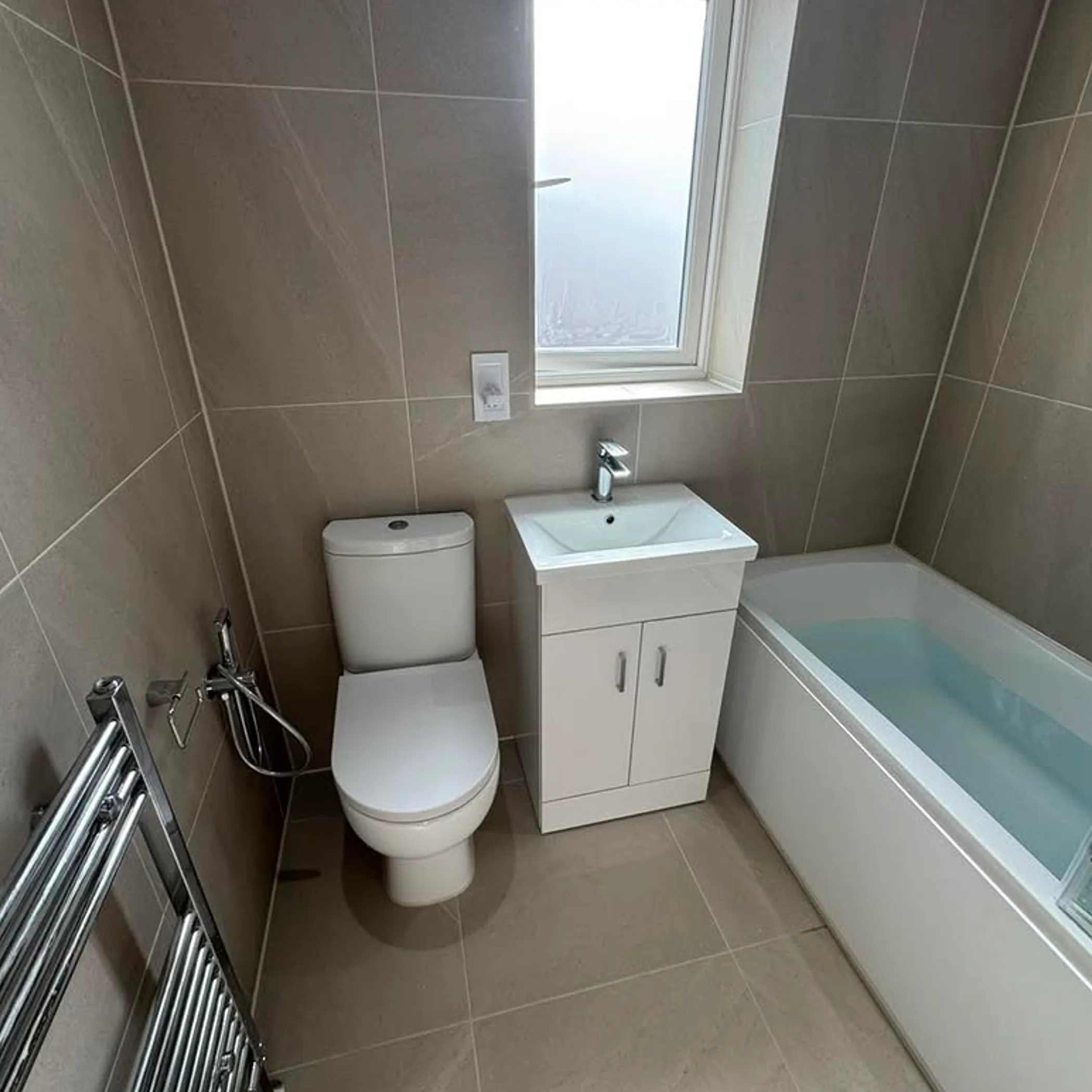 modern bathroom renovation with bath shower tiles vanity niche